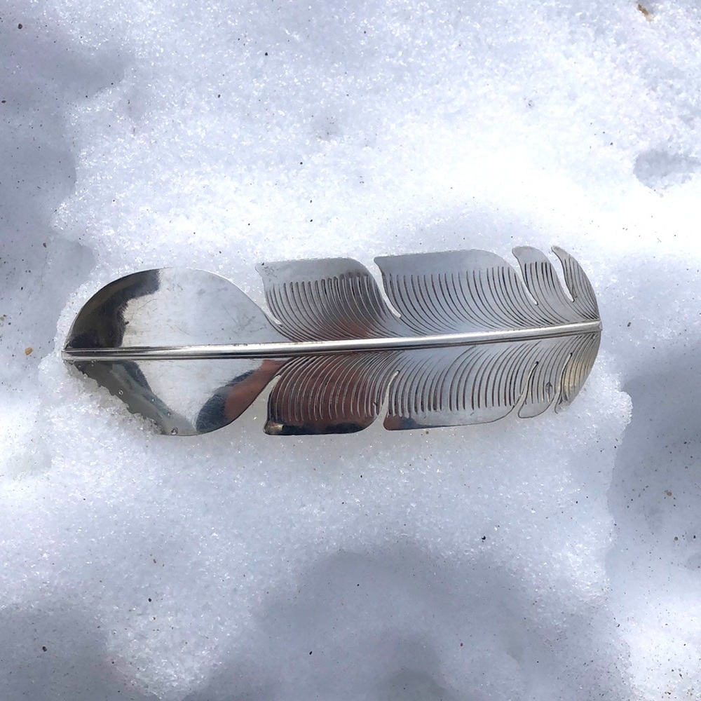 GORGEOUS feather hair clip! Sterling silver